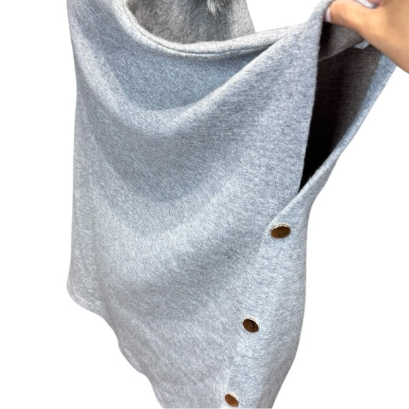 Anthropologie Luii Gray Knit Cape Poncho With Removable Collar Size XL - Picture 6 of 9